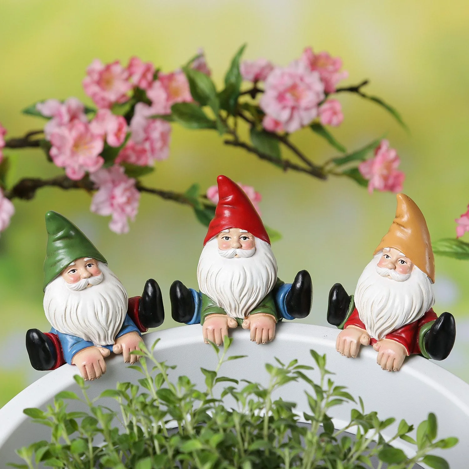 MARELIDA Gartenzwerg – Lustiger Blumentopfhänger, Polyresin, H: 10 cm
